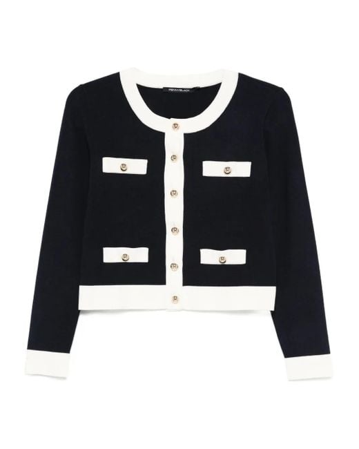 Pennyblack Black Button-Up Contrast-Panel Cardigan
