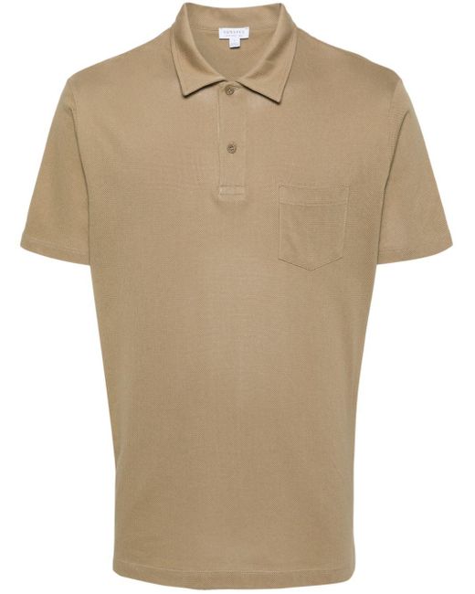 Sunspel Natural Riviera Mesh Polo Shirt for men