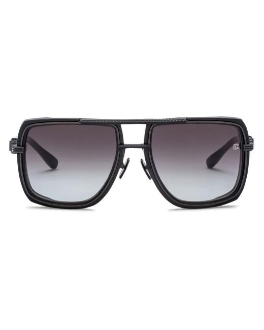 BALMAIN EYEWEAR Black Soldier Pilot-frame Sunglasses
