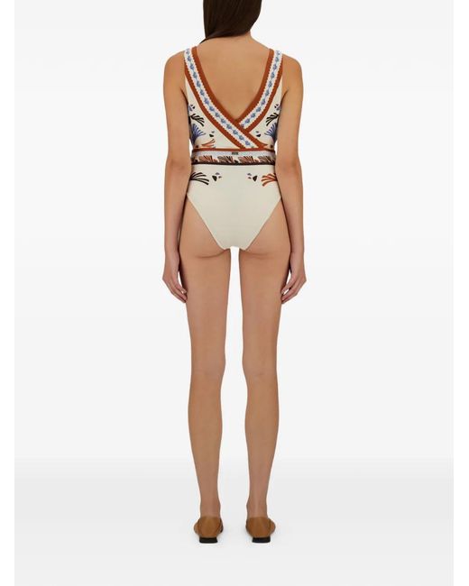 Herno White Summer-Print Swimsuit