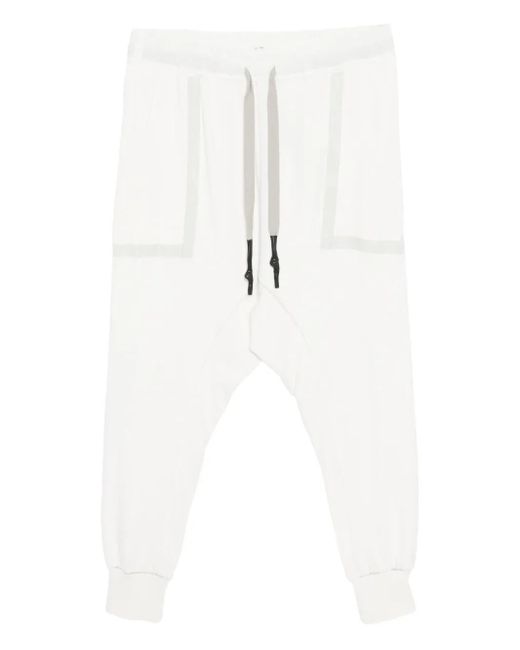 69 White Elasticated-Waistband Drop-Crotch Trousers for men