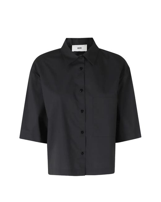 SOLOTRE Black Cropped Shirt