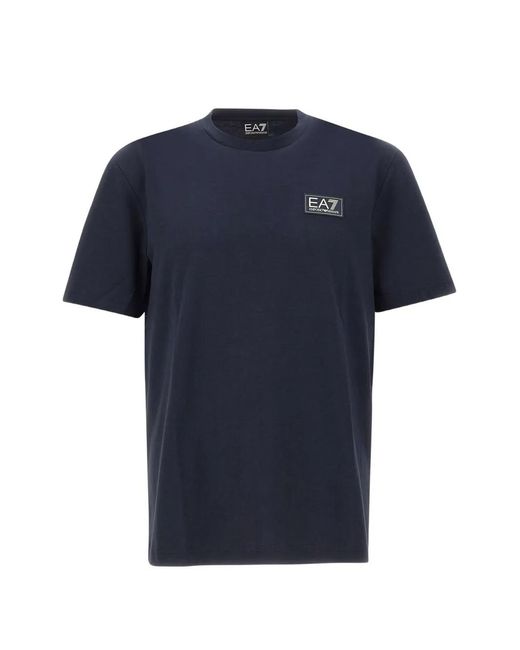 EA7 Blue Logo-Patch T-Shirt for men