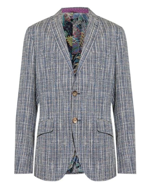 Etro Blue Tweed Blazer for men