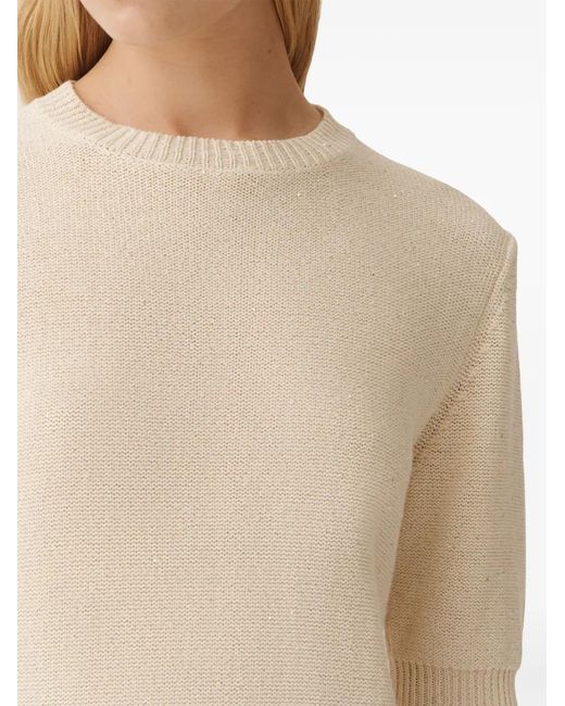 Fabiana Filippi Natural Sequin-Embellished T-Shirt