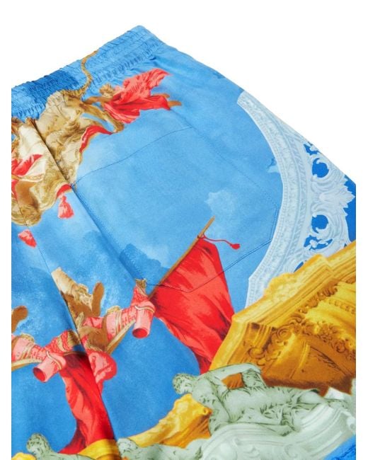 Versace Blue Graphic-Print Shorts for men