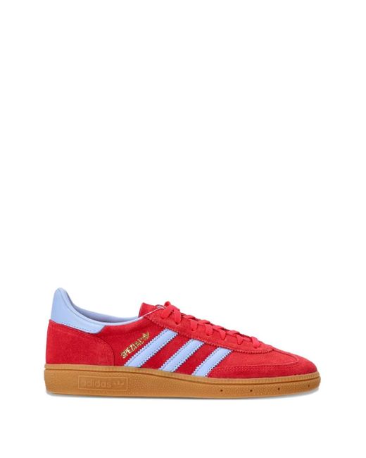 Adidas Red Handball Spezial Three-Stripe Suede Sneakers