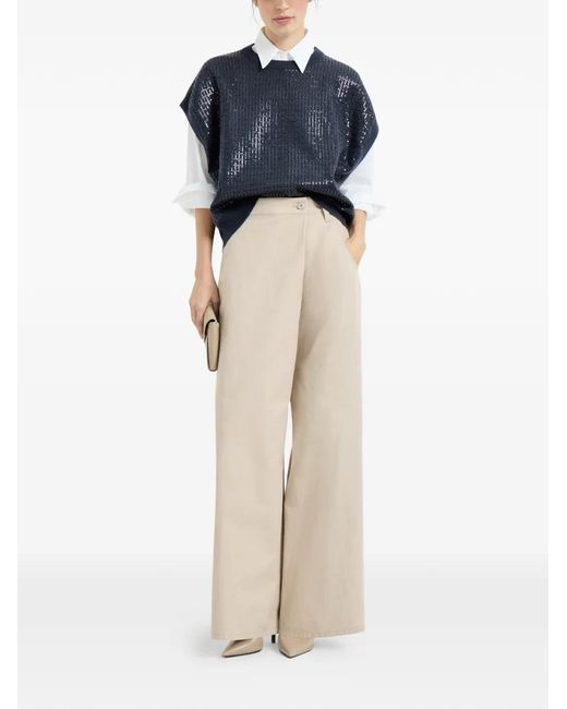 Brunello Cucinelli Blue Dazzling Check-Pattern Top