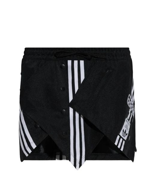 Adidas Black Three-Stripes Logo-Patch Mini Skirt