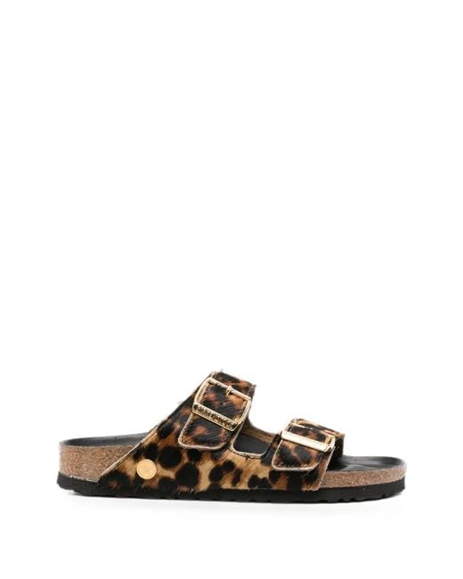 Birkenstock White Arizona Leopard-Print Sandals