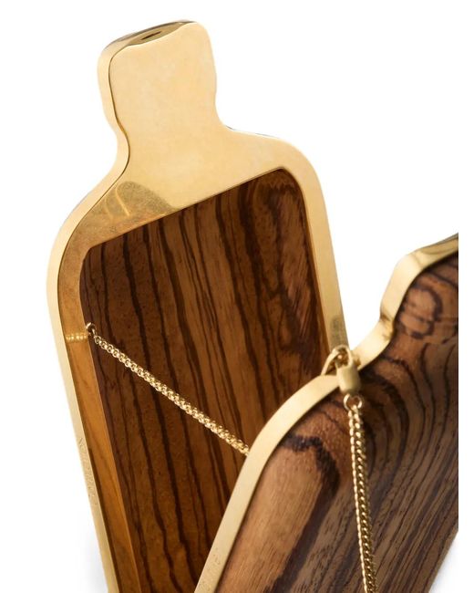 Calvin Klein Metallic Bottle-Shaped Wood Shoulder Bag