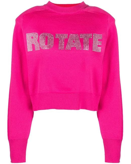 ROTATE BIRGER CHRISTENSEN Pink Firm Sweater With Logo