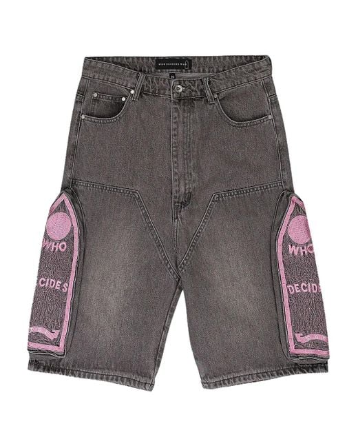 Short En Jean À Broderies Who Decides War pour homme en coloris Gray