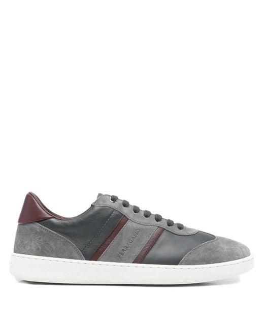 Ferragamo Gray Signature Low-Top Sneakers for men