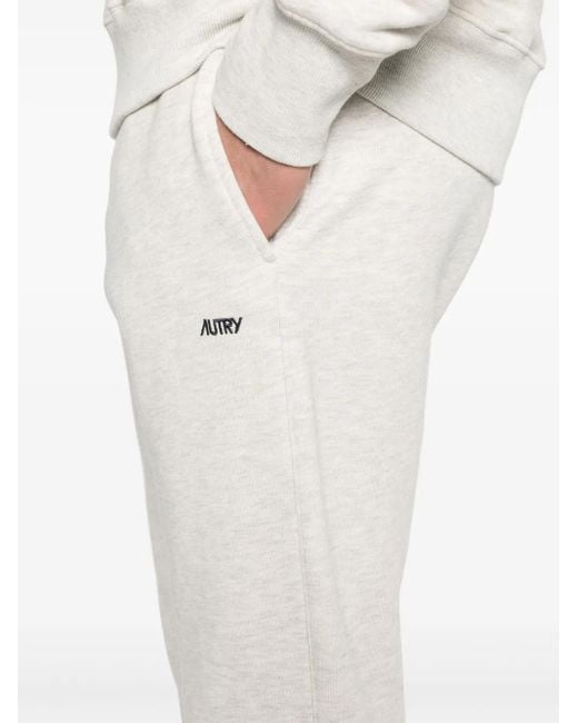 Autry White Cotton Sweatpants With Logo for men