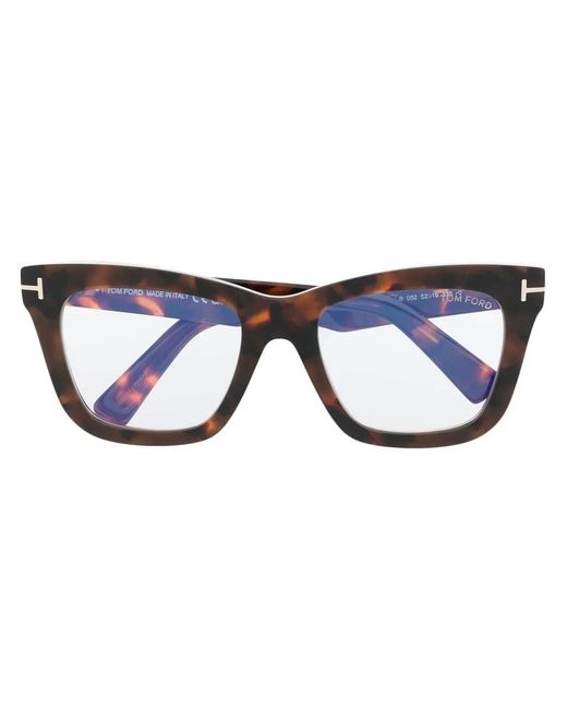 Tom Ford Blue Tortoiseshell Logo-Arm Glasses
