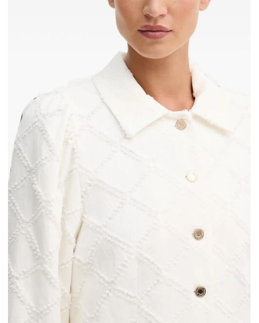 Joseph Ribkoff White Textured Diamond-Pattern Jacket