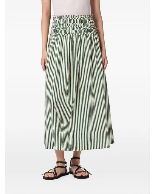 AllSaints Green Kali A-Line Midi Skirt