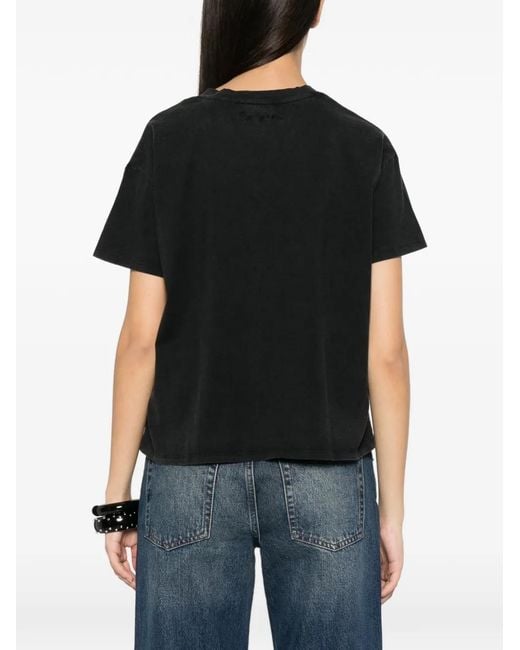 Majestic Filatures Black T-Shirt À Col V