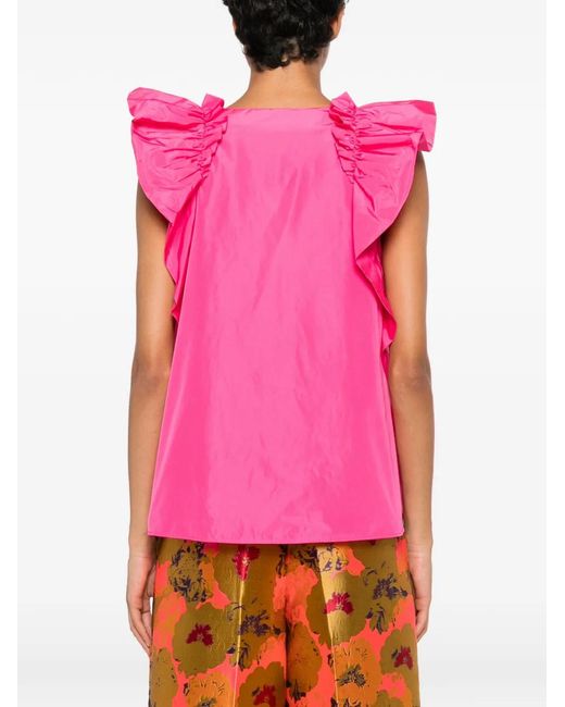 Psophia Pink Blouse Volantée À Col V