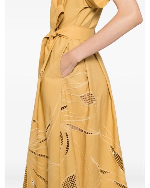 Abito Midi Con Ricamo di Elie Saab in Yellow