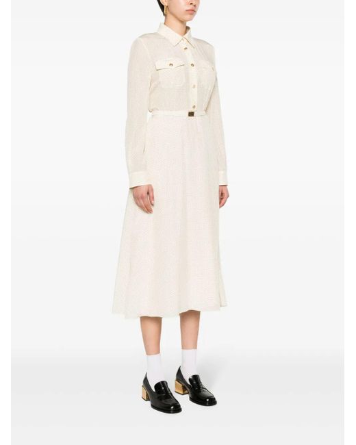 Miu Miu White Micro-Dot Crepe Midi Dress