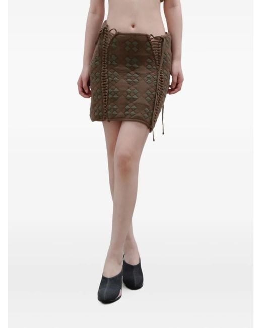 Isa Boulder Natural Lace Up-Detail Skirt