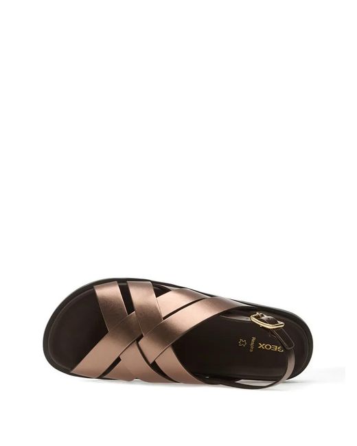 Geox Brown Adelash Crossover-Strap Sandals