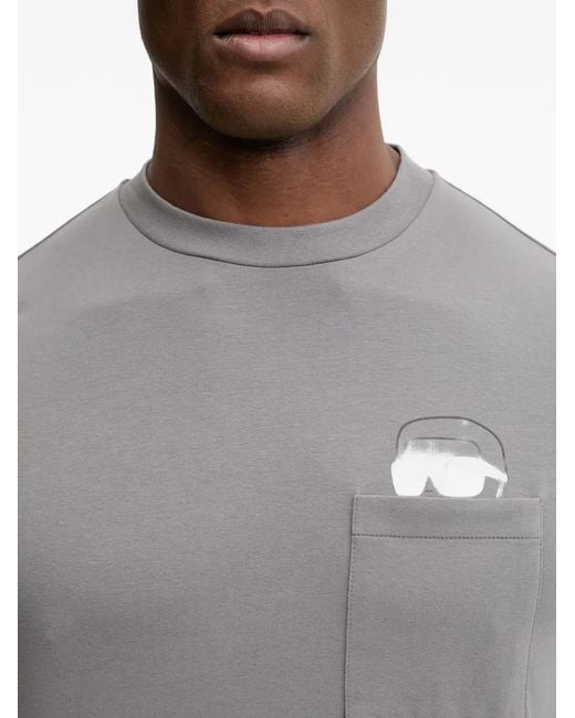 Karl Lagerfeld Gray Graphic-Print T-Shirt for men
