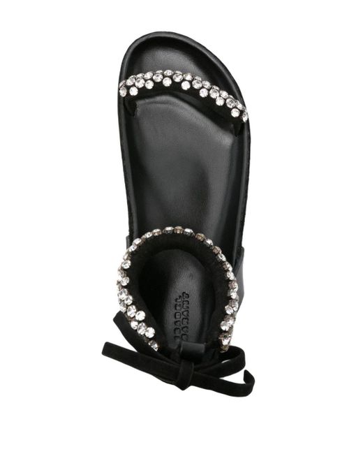 Isabel Marant Black Mellan Crystal-embellished Suede Sandals