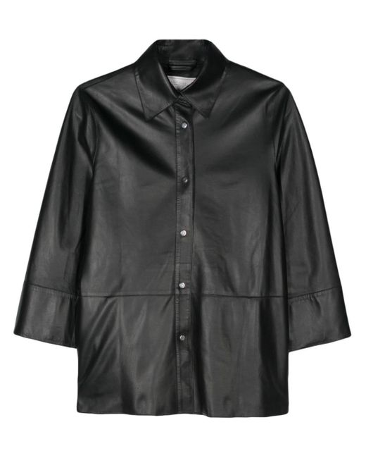 Antonelli Black Federick Leather Shirt Jacket