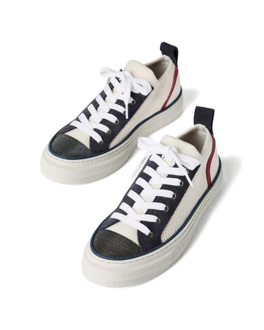 Brunello Cucinelli White Canvas Sneakers