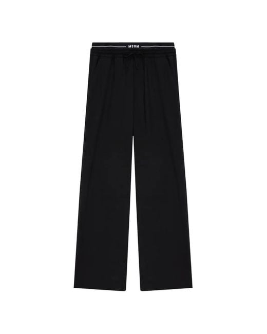 MSGM Black Pantalon À Taille À Lien De Resserrage Et Logo for men