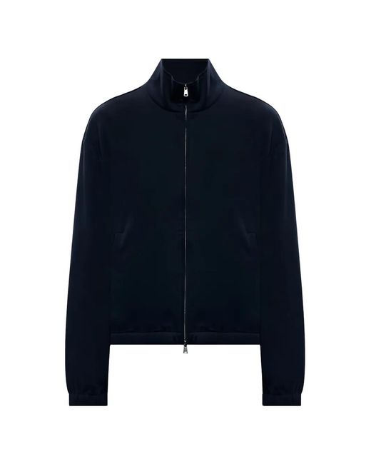 Max Mara Blue High-Neck Zip-Up Bomber Jacket