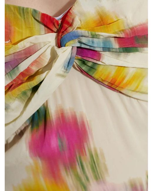 Isabel Marant White Floral-Print Ruched Top