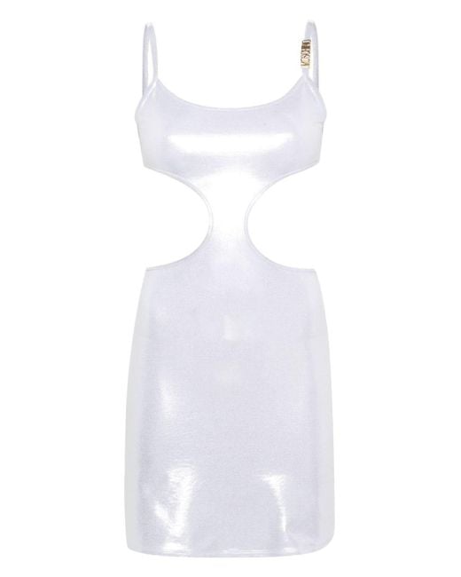 Moschino White Metallic Open-back Mini Dress