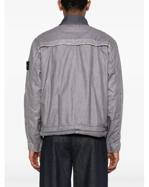 Stone Island Purple Plated-Ovd Linen Jacket for men