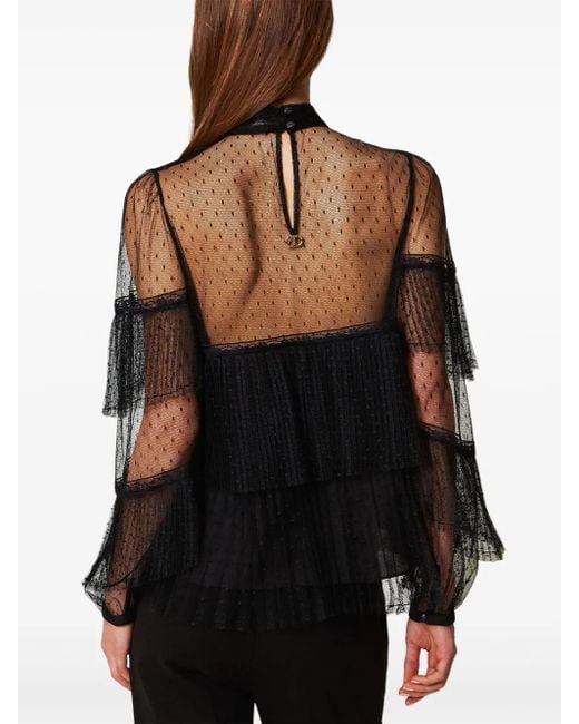 Twinset Black Ruffled Tulle Blouse