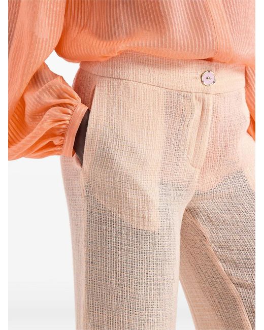 Genny White Button Linem Trousers