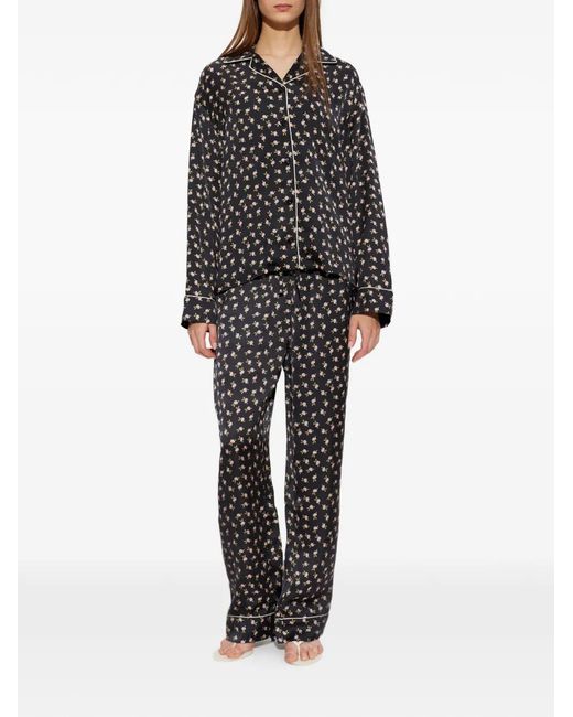 DIESEL Black Set-Maggie-D-Core Floral-Print Two-Piece Pajamas