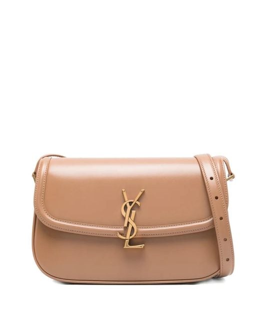 Saint Laurent Pink Solferino Medium Light Hazelnut Leather Bag