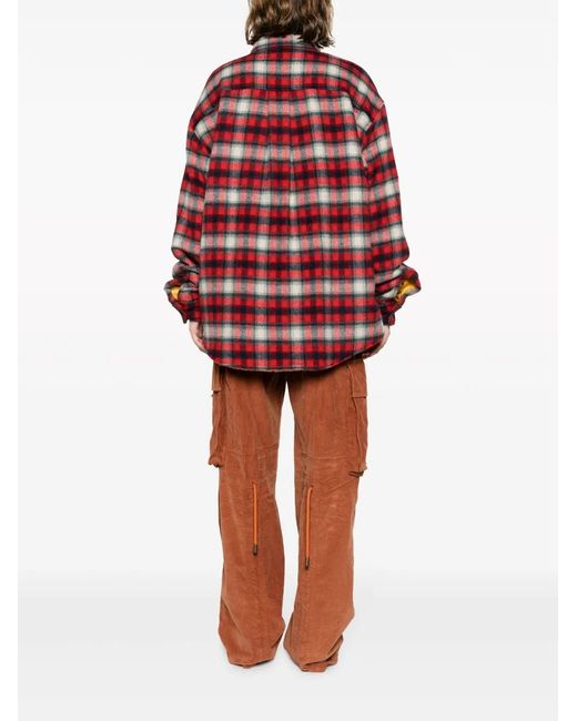 DSquared² Red Check-Print Long-Sleeve Shirt