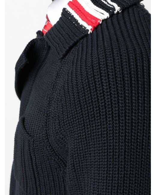 Ribbed-knit zip-up cardigan Thom Browne de hombre de color Blue