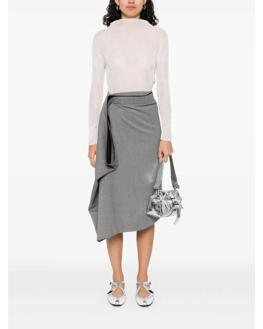 ALAINPAUL Gray Wool Midi Skirt