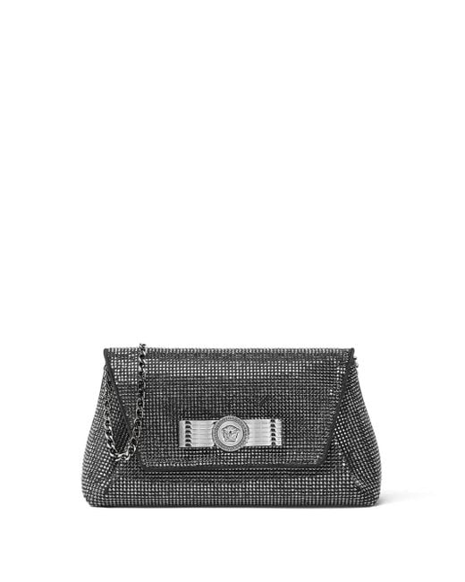 Versace Gianni Ribbon Clutch Met Kristallen in het Gray
