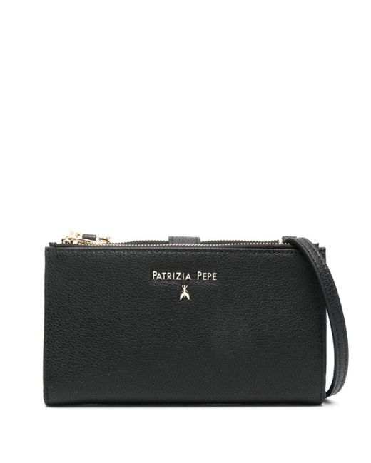 Patrizia Pepe Black Logo-lettering Leather Wallet
