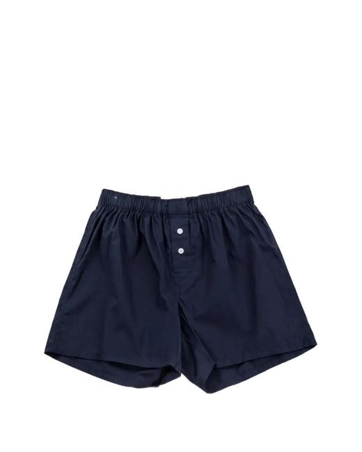 Handvaerk Blue Elasticated Button-Front Boxer Shorts for men