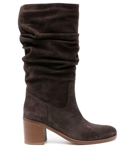 Via Roma 15 Brown 65mm Suede Ruched Boots