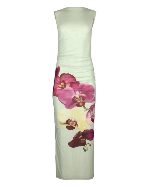 Aston Studio White Ariel Floral Midi Dress