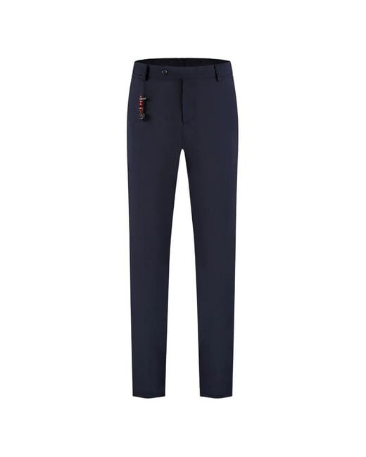 Marco Pescarolo Blue Button-Fastening Beaded-Charm Trousers for men